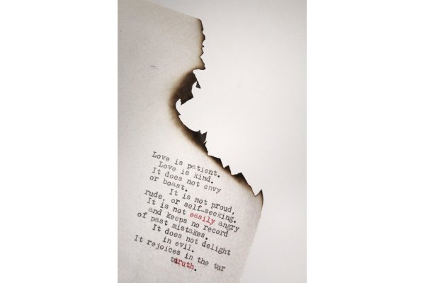 Typewriter print of 1 Corinthians 13:4-6